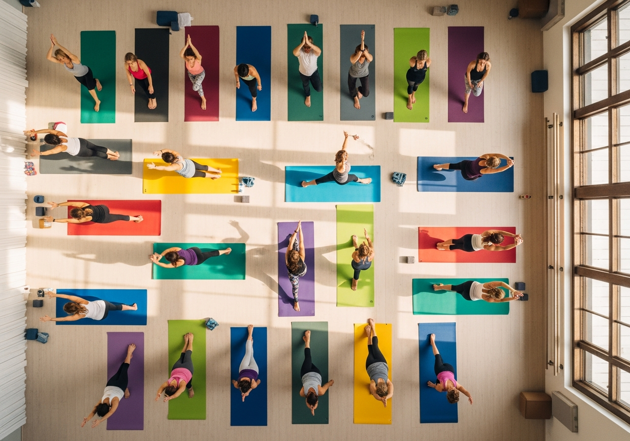 Групповые занятия йогой в зале